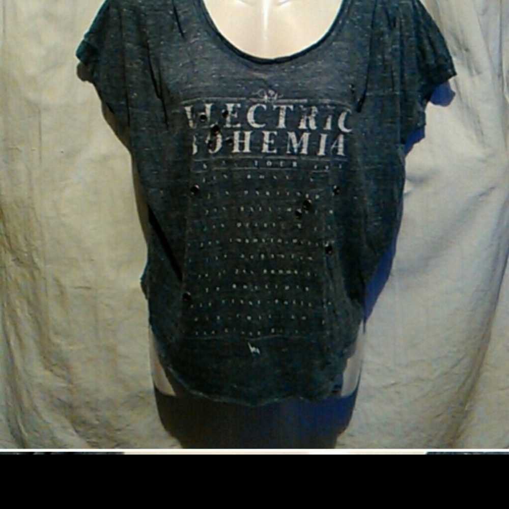William Rast Black Graphic Cap Sleeve T-Shirt